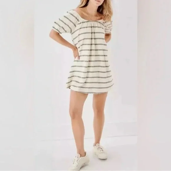 American Eagle Outfitters | Dresses | American Eagle White Green Striped  Babydoll Tunic Cotton Dress Size S | Poshmark